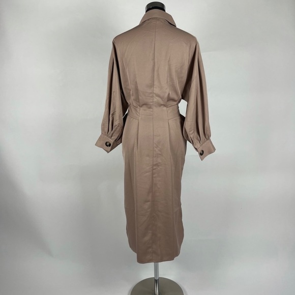 Balloon Sleeve Button Front Midi Dress - Picture 5 of 15